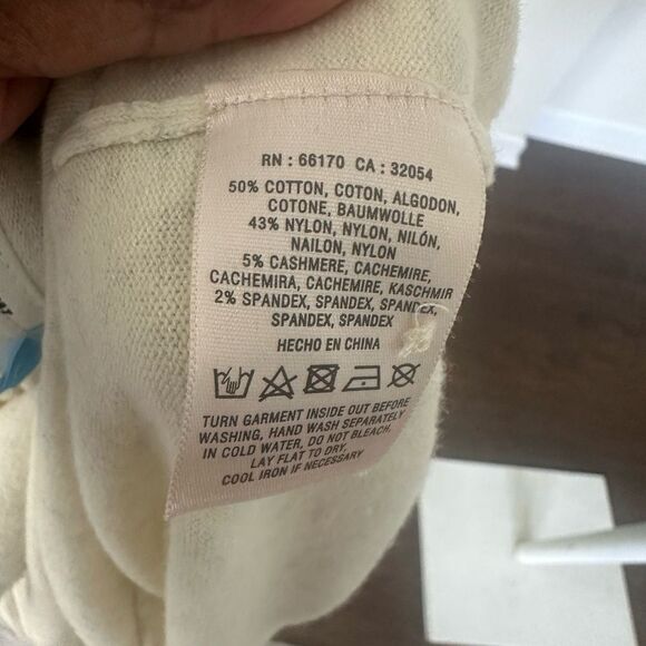 Anthropologie Sparrow Ivory Scalloped Layered Cashmere Cardigan Sweater L - Picture 6 of 6